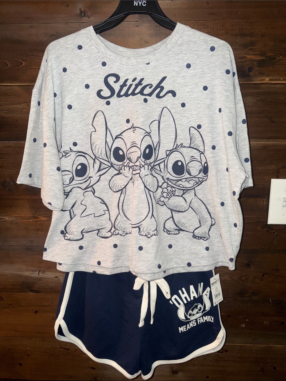 Disney Stitch Women’s Short Set - Gray & Navy